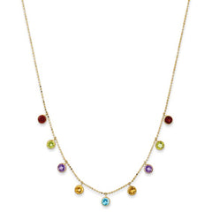 14K Multi-color Gemstone Necklace with 2in ext.