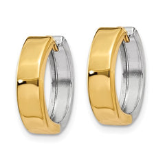 14k Two-tone Hinged Hoop Earrings