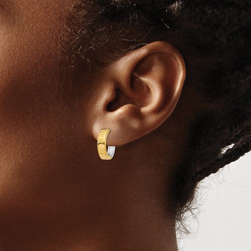 14k Two-tone Hinged Hoop Earrings