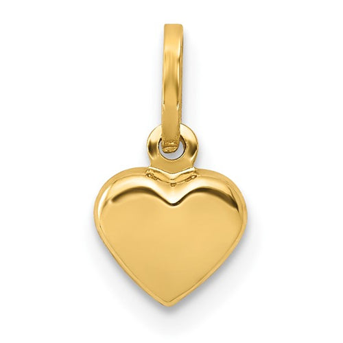14K Yellow Gold 3-D Heart Charm