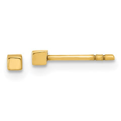 Tiny Gold Cube Post Earrings 2mm