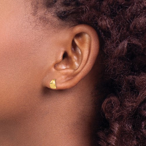 14K Gold Curved Leaf Post Earrings