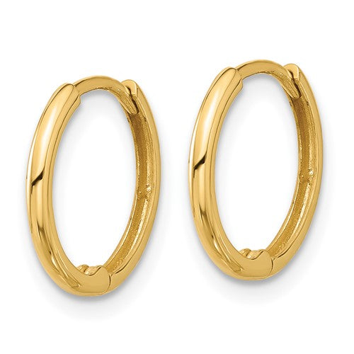 14k Gold 1.5x14mm Hinged Huggie Hoop Earrings