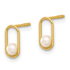 14K Gold Tiny Freshwater Cultured Pearl Post Earrings