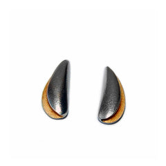 Side split silver shell stud earrings with contrasting 22ct gold plating