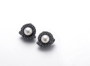 Spring Play Post Earrings with 2.5mm Fine Freshwater Pearls