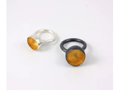 BLOOM Ring with 1 Bloom in Matted Brushed Sterling silver and 22k Gold Leaf