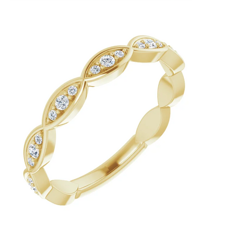 14K Gold 1.2mm Line Pattern Stackable Band
