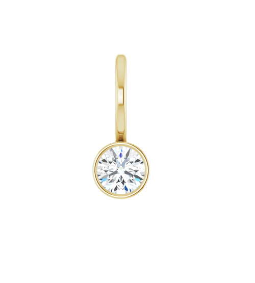 14K Yellow Gold 3.5 mm Round Diamond Bezel Set Solitaire Pendant