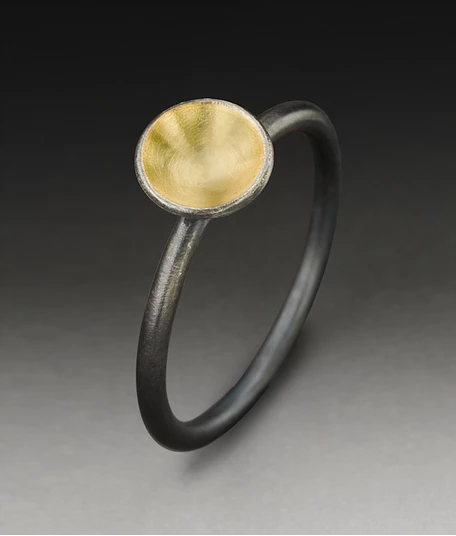 Dot Ring in Oxidized Sterling Silver and 18k Gold
