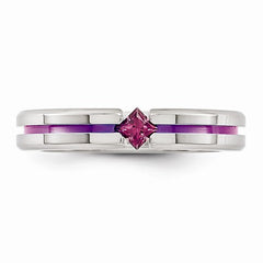 Titanium Rhodolite Garnet And Anodized 4mm Band