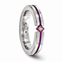 Titanium Rhodolite Garnet And Anodized 4mm Band