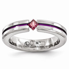 Titanium Rhodolite Garnet And Anodized 4mm Band