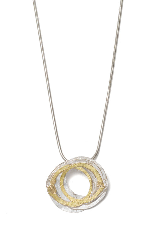 Gold and Silver Wrap Pendant in Sterling Silver and 18kt gold