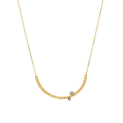 Curved Sand Bar Necklace with Diamonds