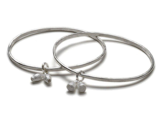Double Bell Gum Nut bangle in sterling silver