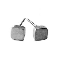 Square silver stud earrings