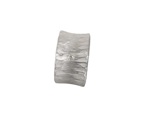 Hammered Flared Edge Band Ring with Diamond Ring Monica Schmid 