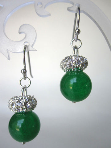 Jade, Black Agate and Freshwater Pearl Earrings