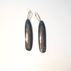 Argentium Sterling Silver Earrings Oxidized with 18k gold details and Ear Wire