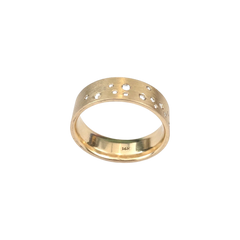 14k Gold Flat Band Flush Set 15 of GH VS Diamond Band 6.5 mm