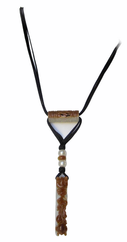 Lavender Carved Triple Pendant Necklace with Black Cord