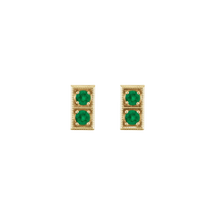 14K Rose Natural Emerald Two-Stone Earrings
