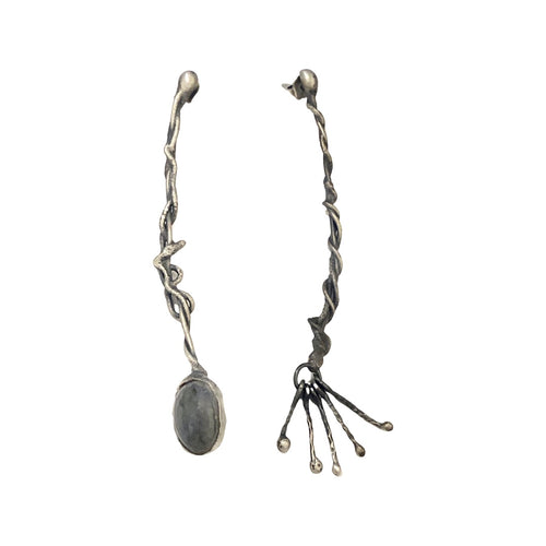 Roots with Labradorite on Post Earrings