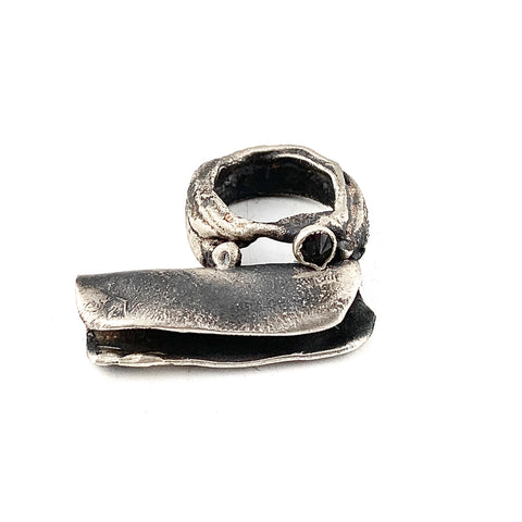 Oxidised Silver and 7.5 mm Rhodalite Garnet Ring