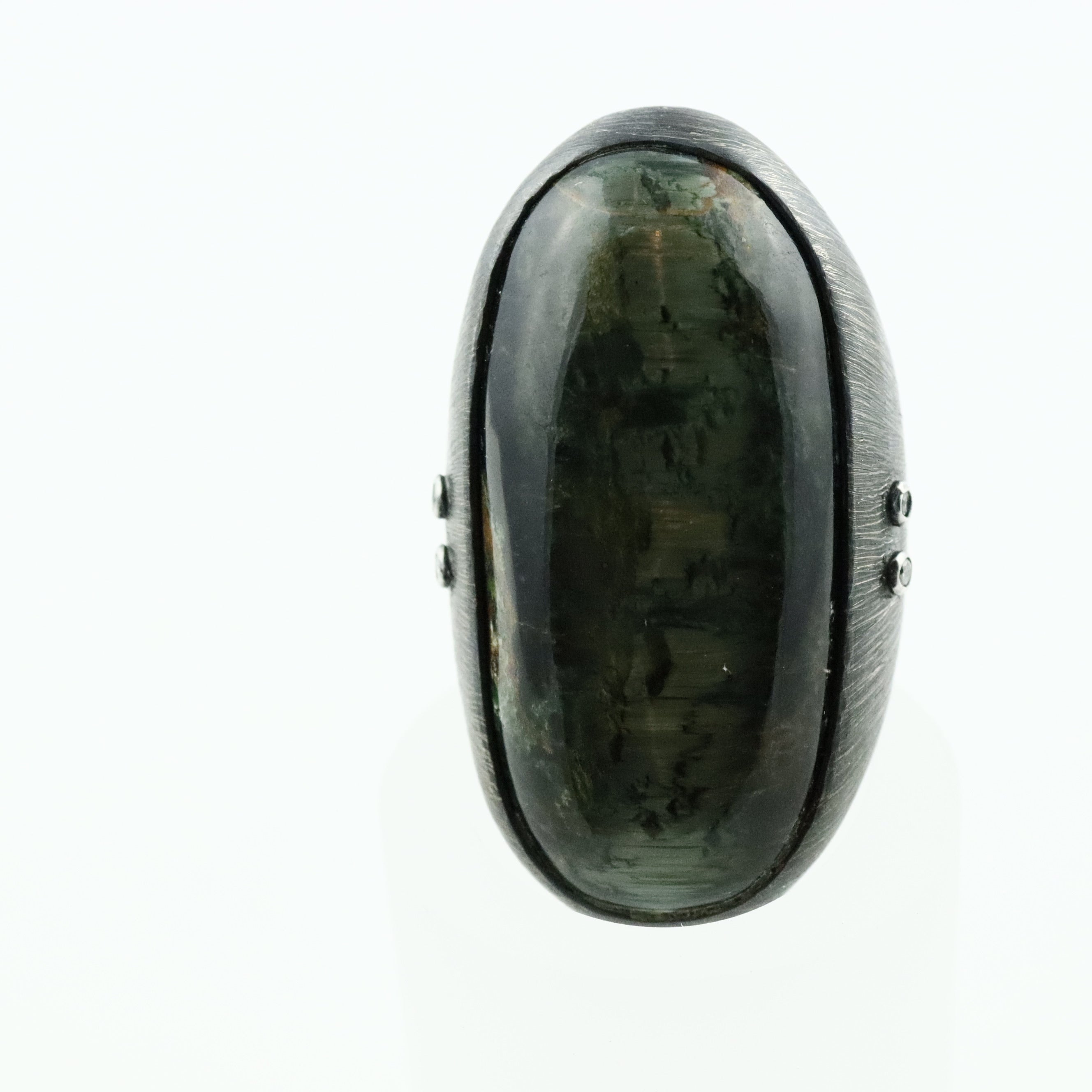 Oval Shape Green Tourmaline With Diamonds Ring