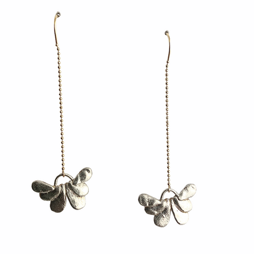 14k gold and silver butterfly threader earrings