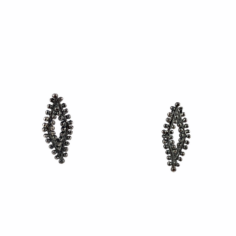 Double Beaded Eye Threader Earrings in Sterling Silver