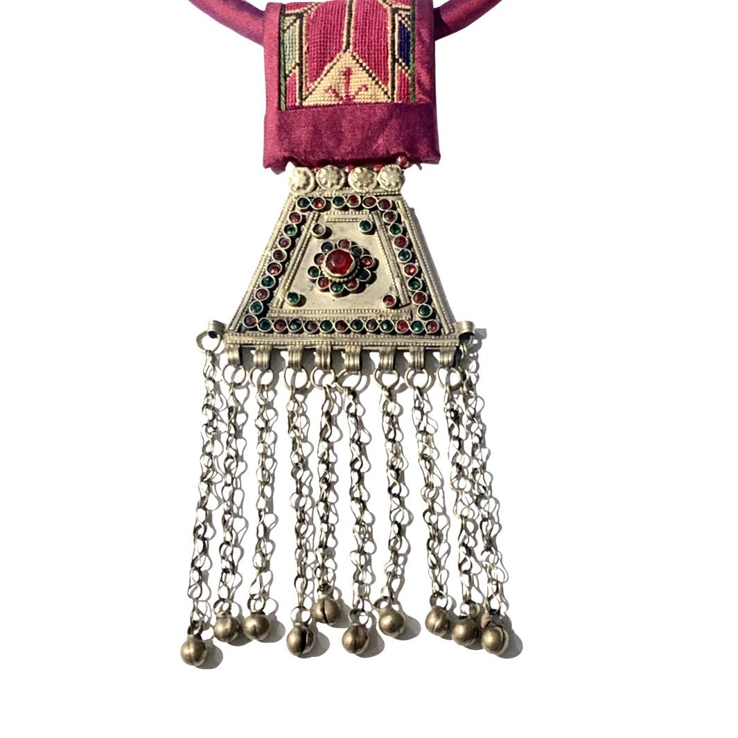 Magenta Afghani Kuchi Ornament Necklace