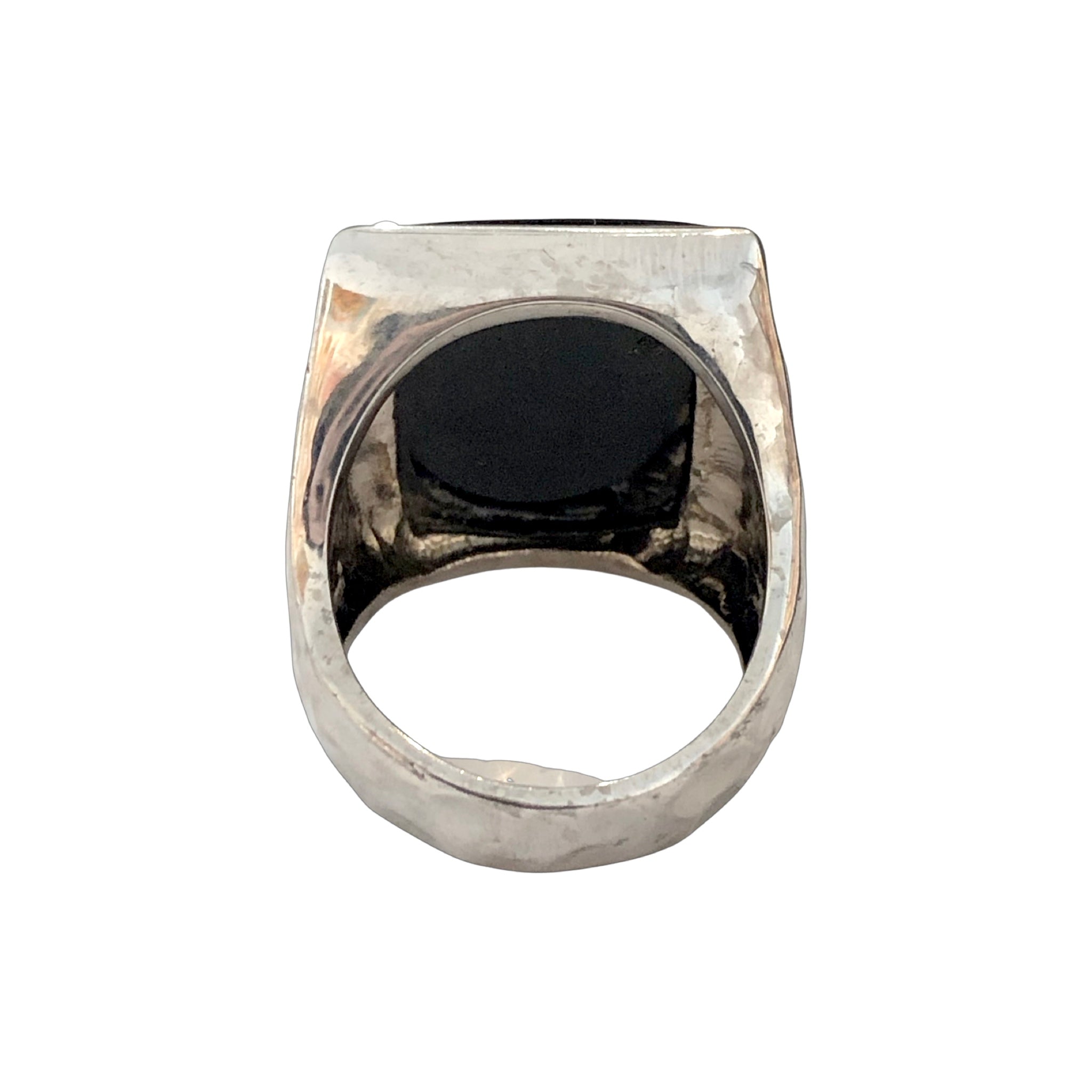 Rectangle Black Onyx 14k White Gold Ring