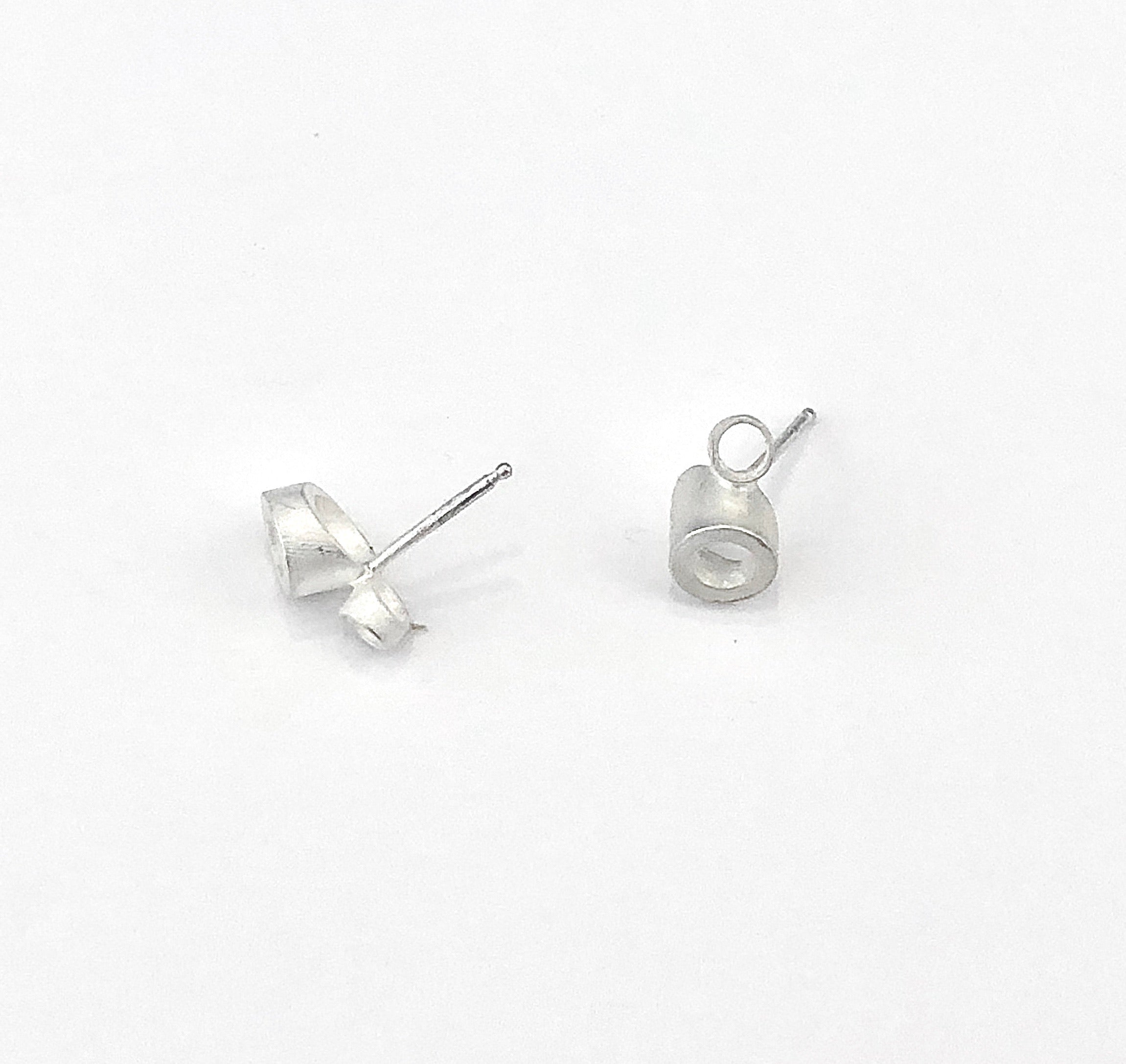 Double Angled Tube Post Earrings in matted silver