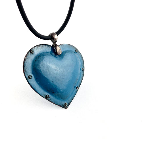 Fearless Heart Blue Enamel Pendant