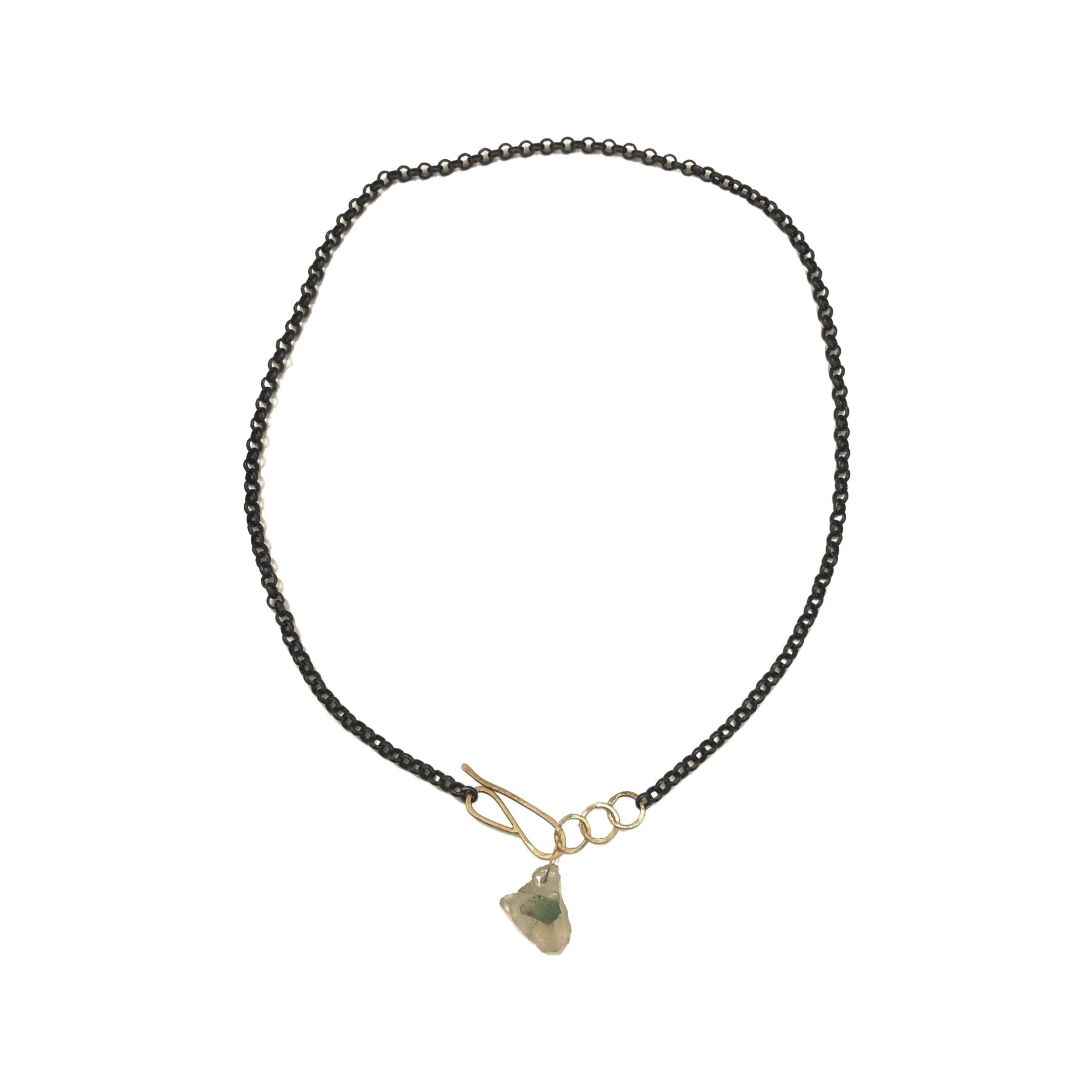 Aquamarine Necklace with Gold and Silver Chain