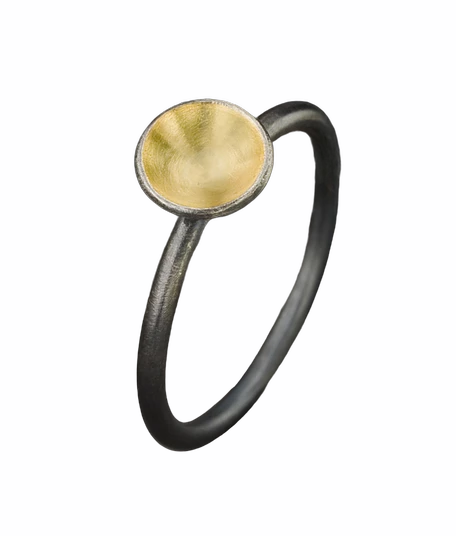 Dot Ring in Oxidized Sterling Silver and 18k Gold