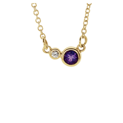 14k Gold 5 MM Amethyst and 0.06 CTW Diamond Necklace