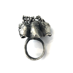 sculptural ring with labradorite