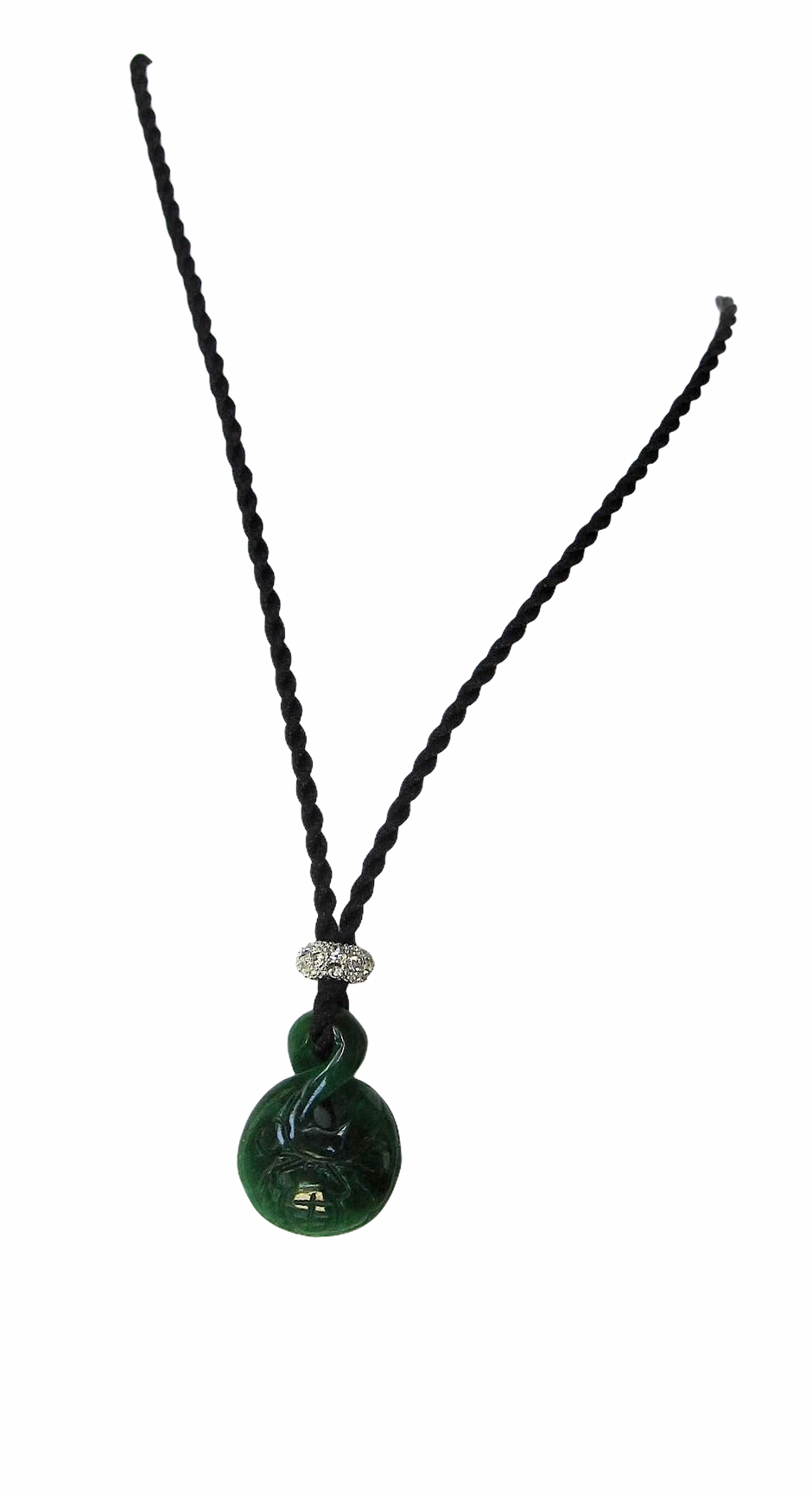 Art Deco Black & Jade Green Glass Beaded Necklace with 14K Clasp - Ruby Lane