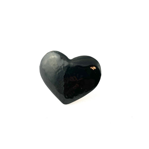 Black Enamel Fearless Heart Pin or Brooch