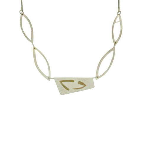 Long Twig Necklace in 18k gold and Silver