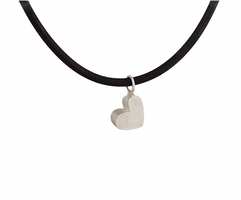 Embossed Silver Heart Necklace