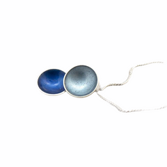 Halo Silver and Enamel Medium Double Drop Necklace