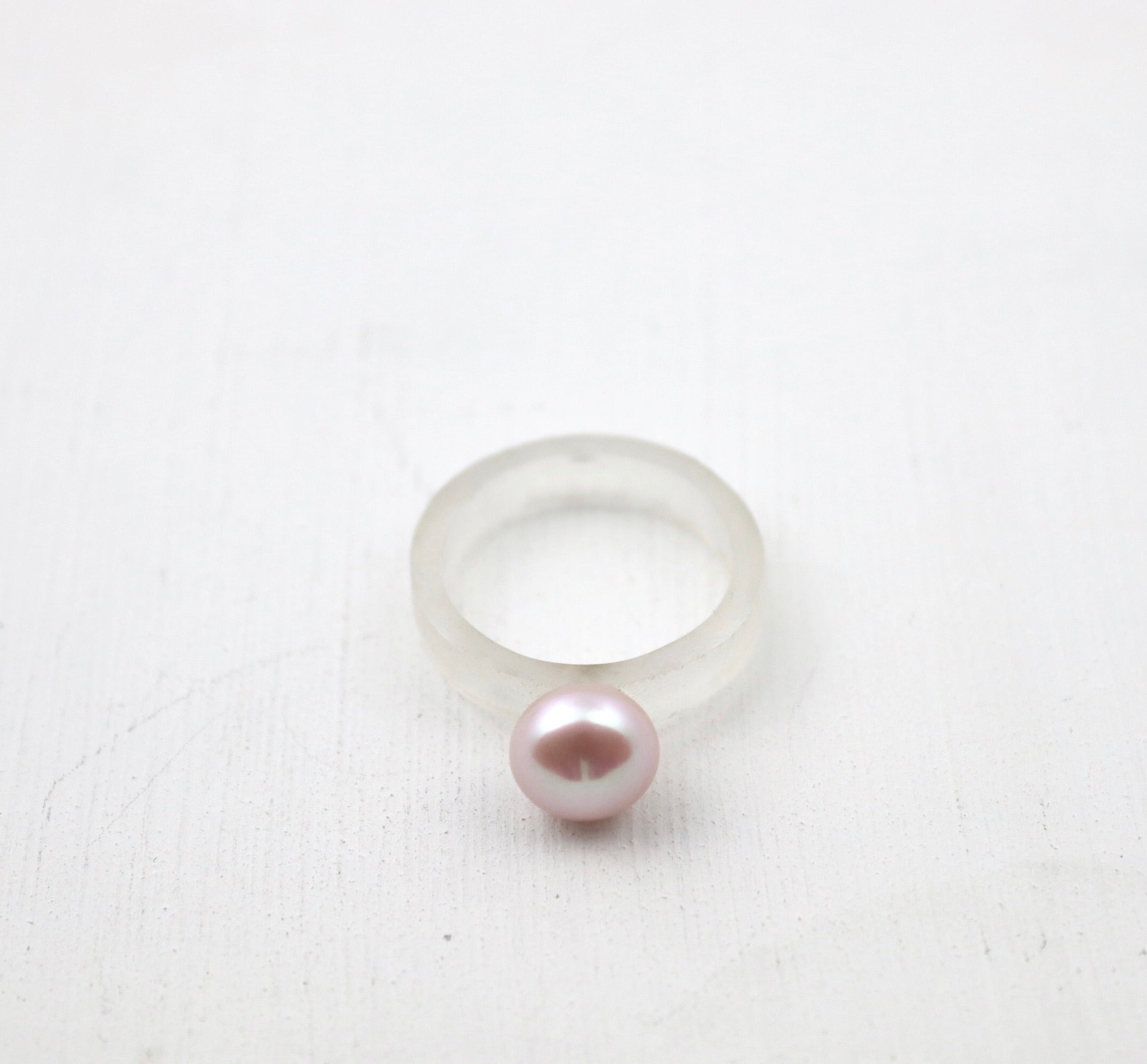 Pink Pearl & Diamond Ring 14K Yellow Gold