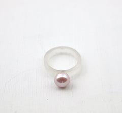 Mod Stackable Pearl Ring with White Acrylic