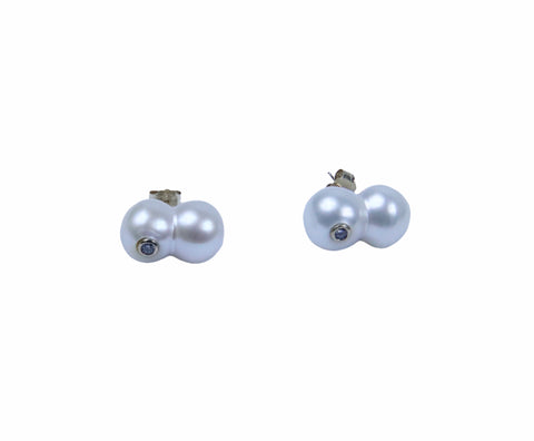 14K Two-tone Diamond Dangle Post Earrings