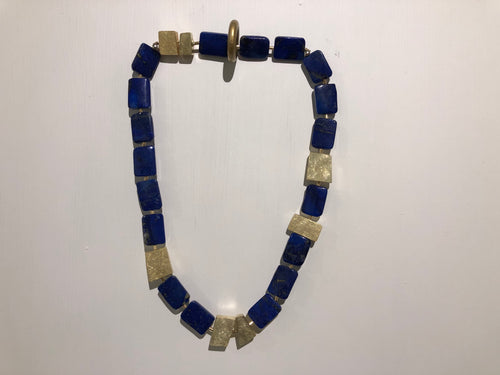 Lapis Lazuli and 14kt Gold Hollow-Formed Spacers Necklace
