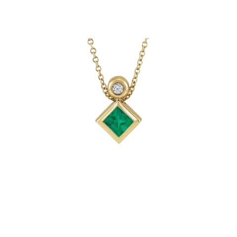 14K Yellow Natural Emerald and Diamond Ring